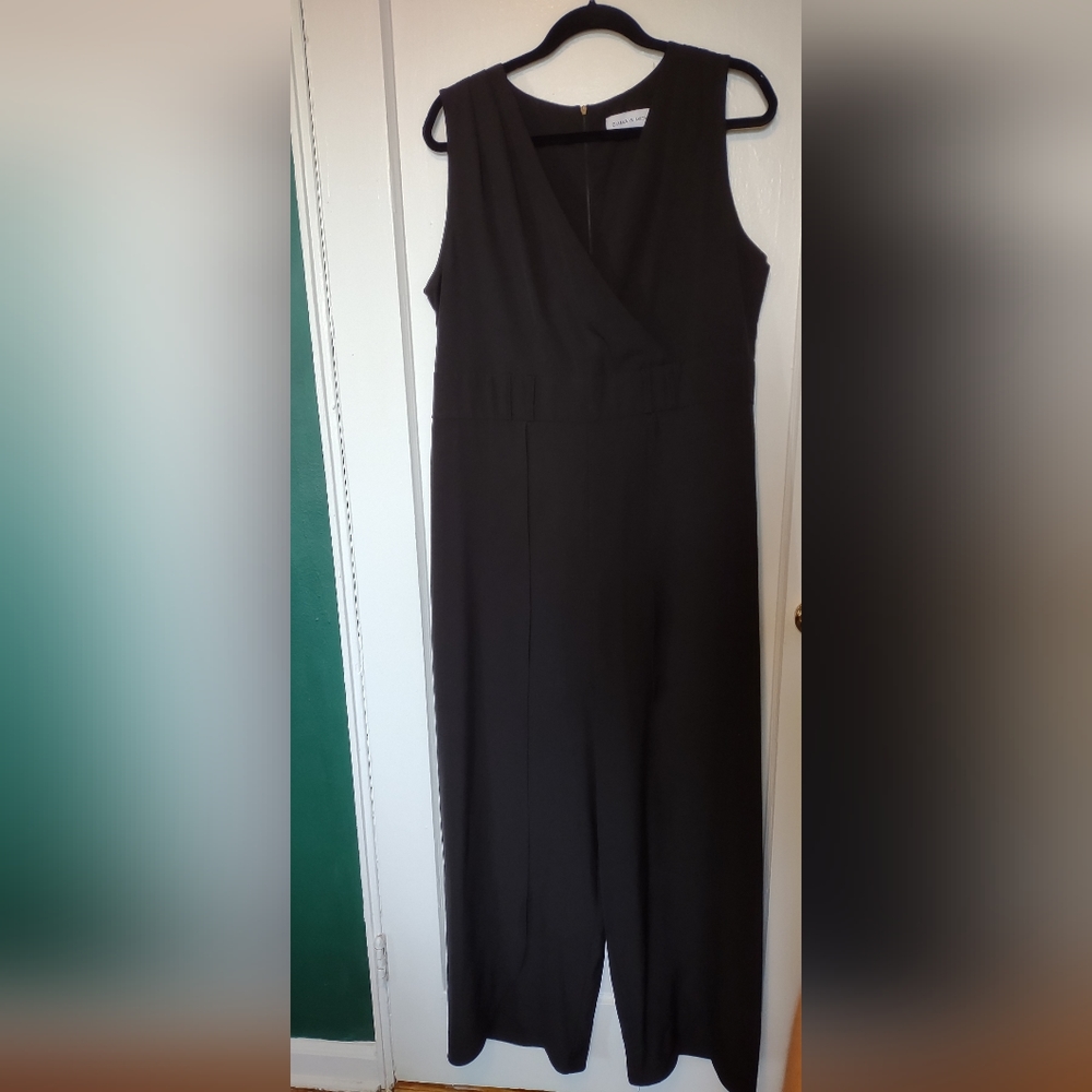 Black jumpsuit with front leg slits